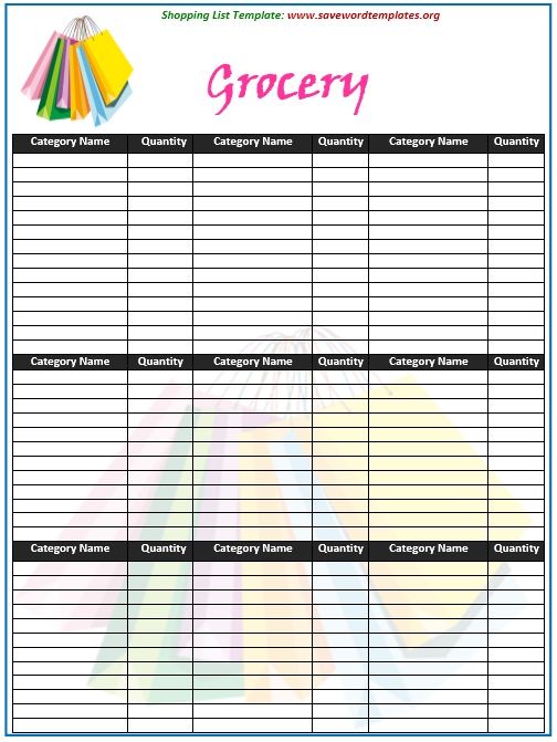12 Free Sample Super Market Shopping List Templates Printable Samples