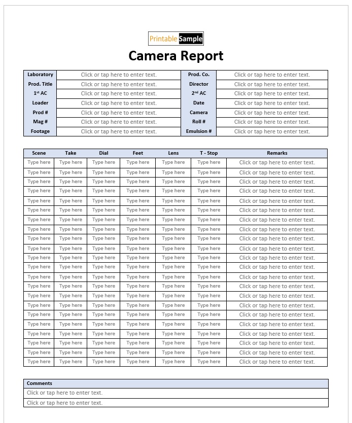 10 Free Camera Report Templates Printable Samples