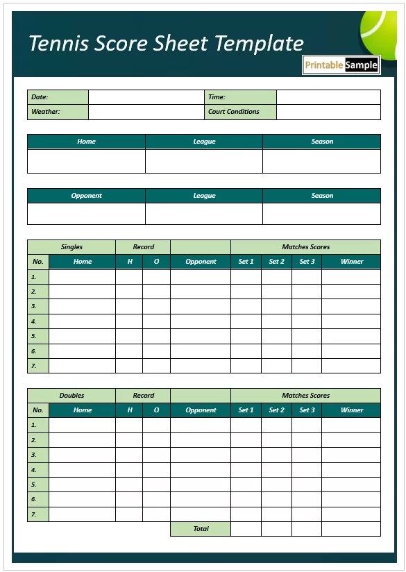15 Free Editable Tennis Score Sheet Templates Printable Samples