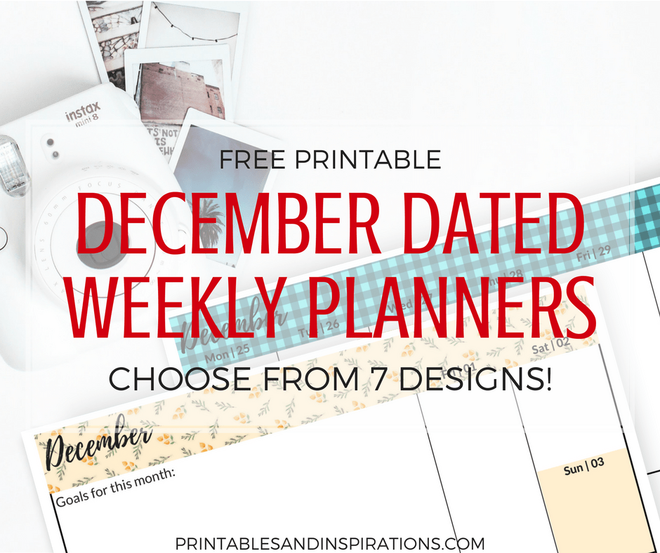 Free Printable Dated Weekly Planners For A Beautiful December