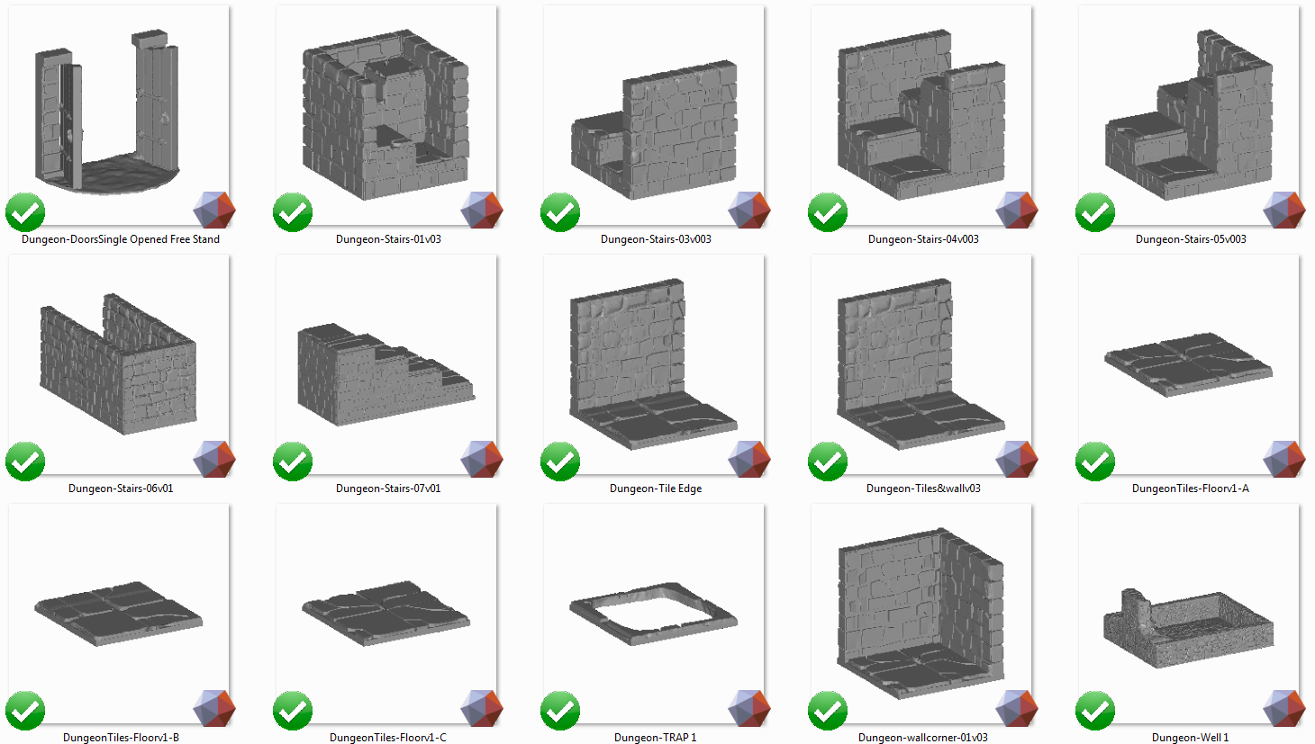 3D Printable Dungeon Tiles Base Set