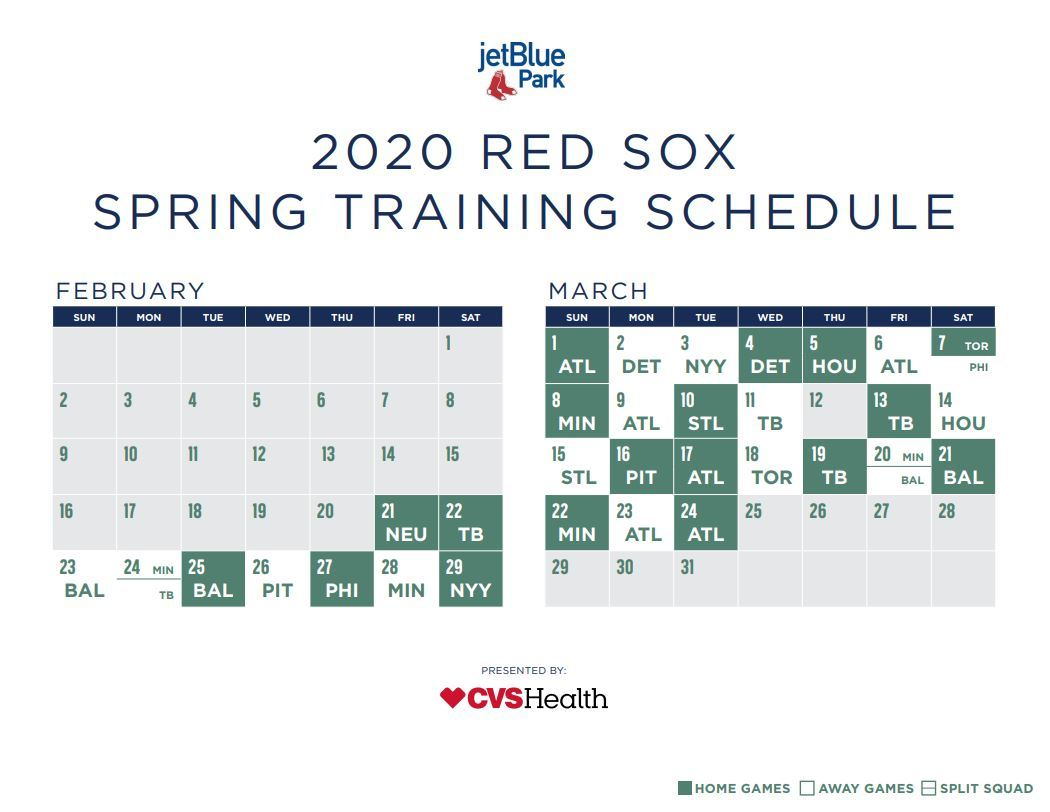 Boston Red Sox 2025 Spring Training Schedule Stacy B Stuckey