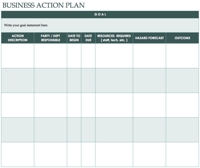 Action Plan Template In Excel printable schedule template