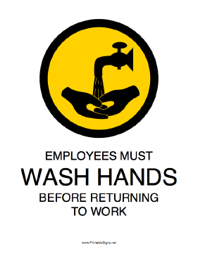 Printable Employees Must Wash Hands Sign