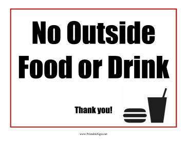 Printable No Food or Drink Sign