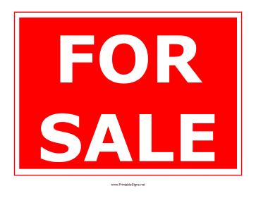 Printable Red For Sale Sign