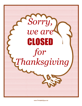 Printable Thanksgiving Closed Sign