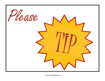 Printable Tip Jar Sign