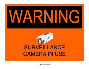 Printable Surveillance Camera In Use Sign
