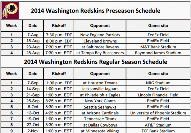 download redskins 2023 schedule Washington redskins schedule