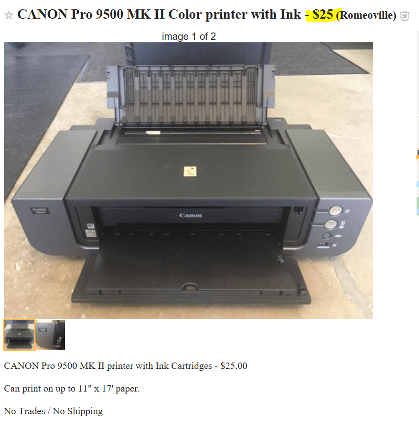 Canon 9500 MK II | PrinterKnowledge - Laser, 3D, Inkjet Printer Help