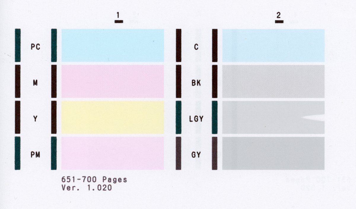 Bad nozzle check that changes with time on Pixma Pro 100