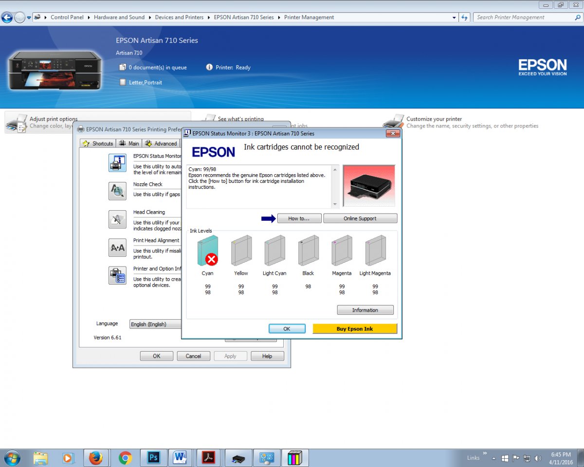 Epson Artisan 837 does not recognize ink cartridges Page 2