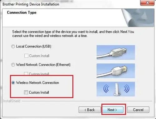 Configure the Brother machine for a wireless network.