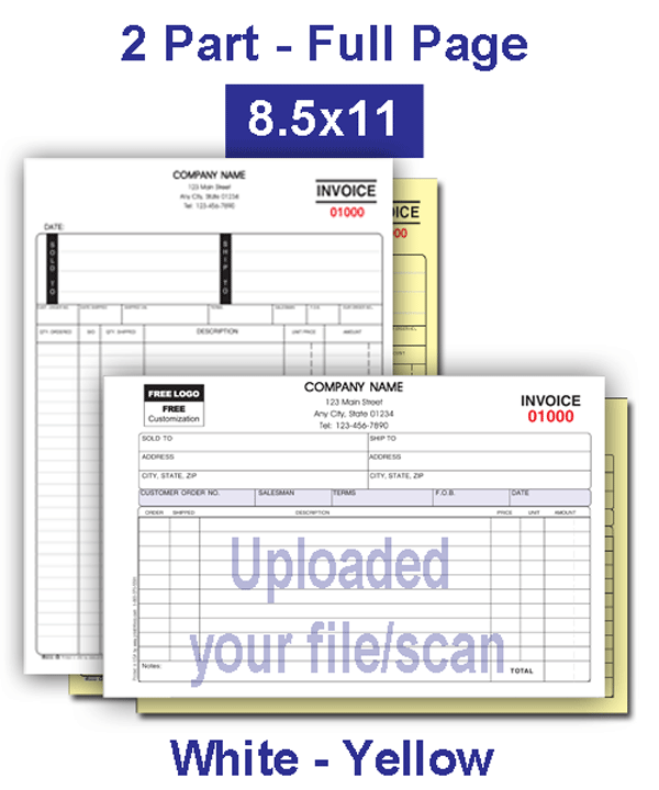Carbonless Form 2 part 8.5 x 11 PrintIt4Less