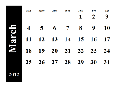 March 2012 Calendar
