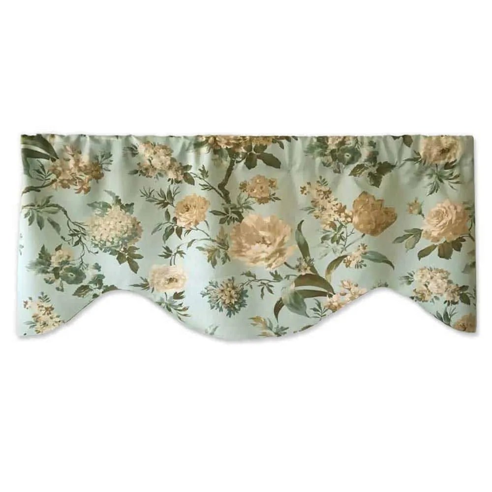 Waverly Floral Valance in Light Blue with Ivory Florals
