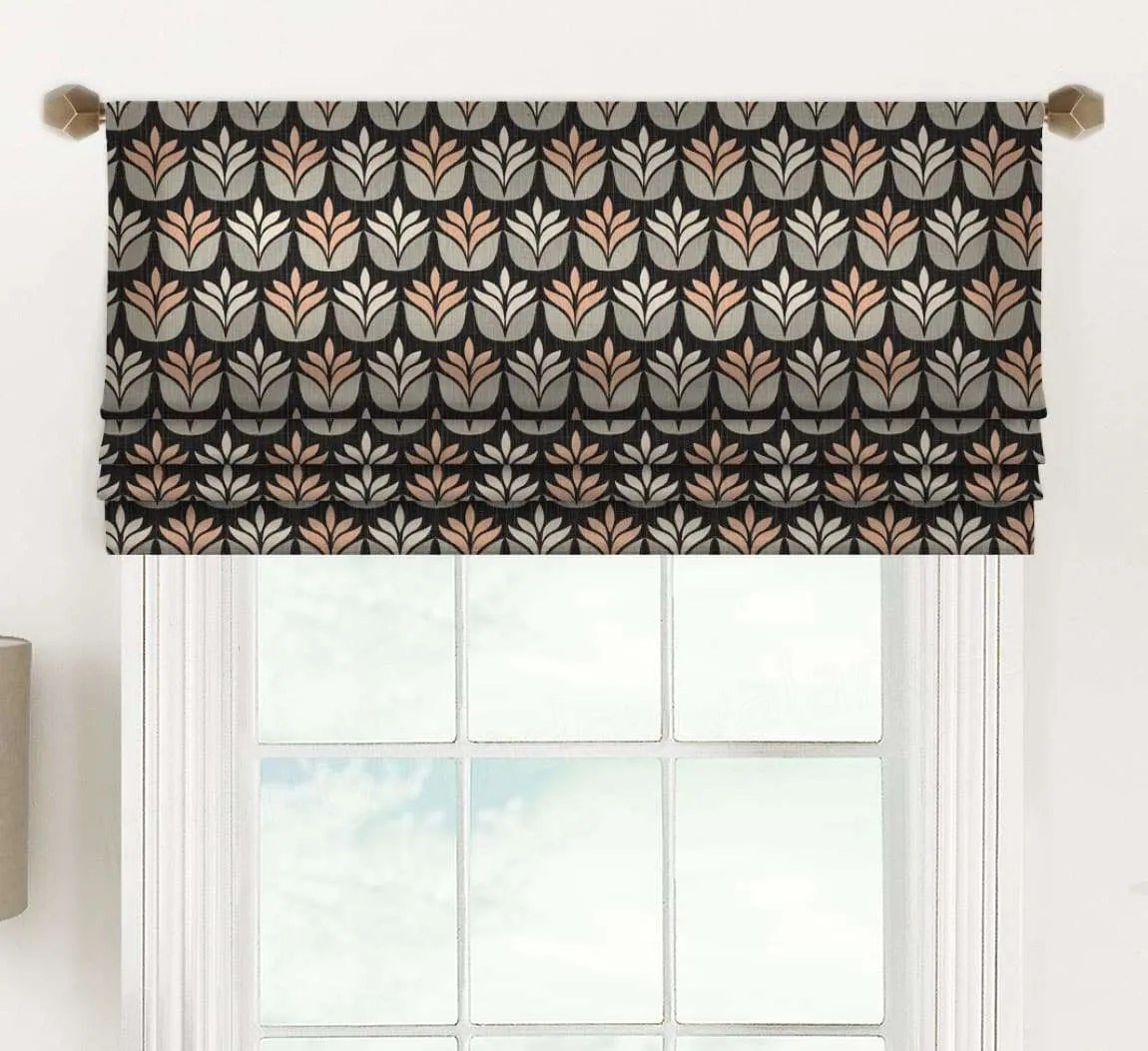 Florence (Modern Dark Floral Design on Luxe Linen) Faux Roman Shade