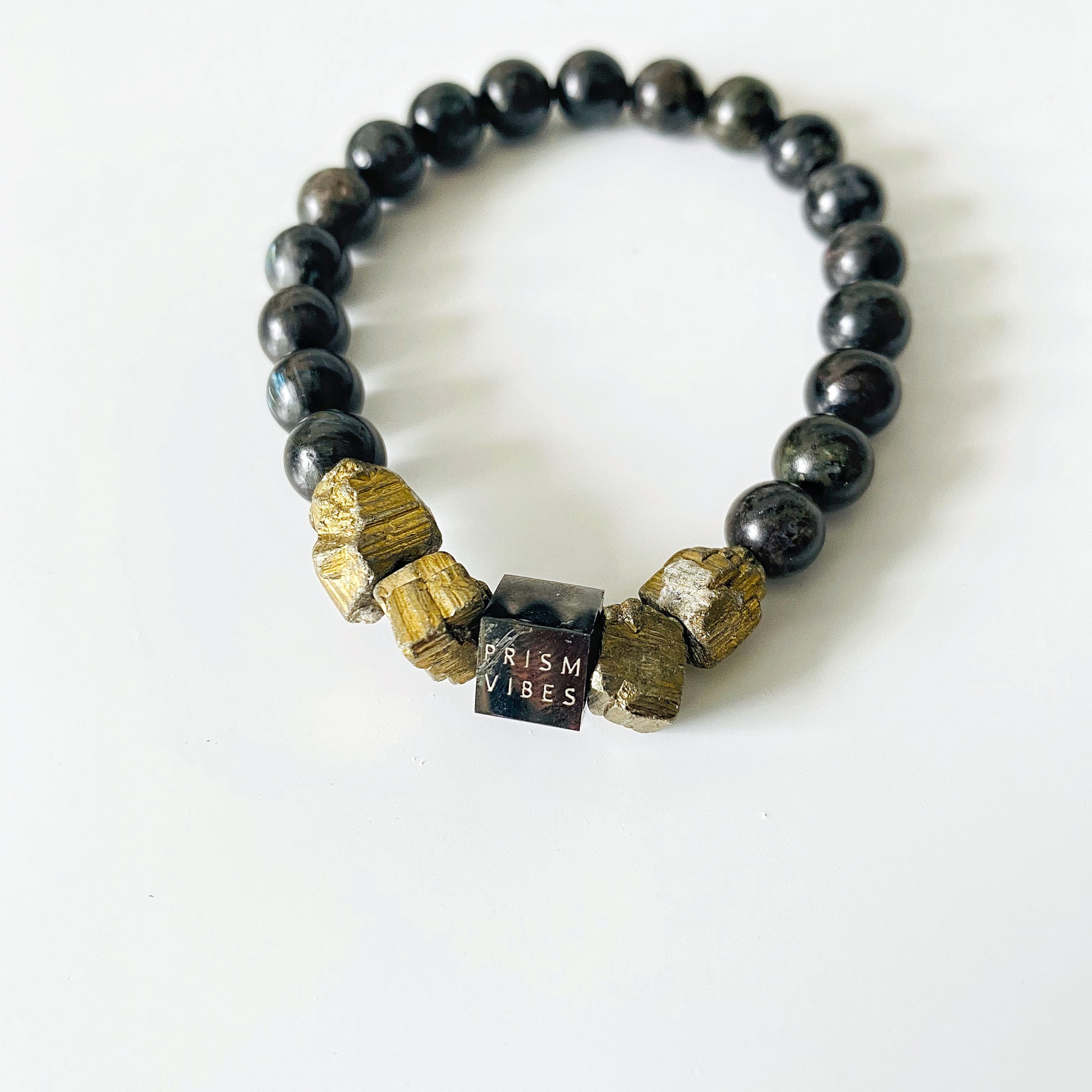 Pyrite and Black Astrophyllite Bracelet Awakened Abundance