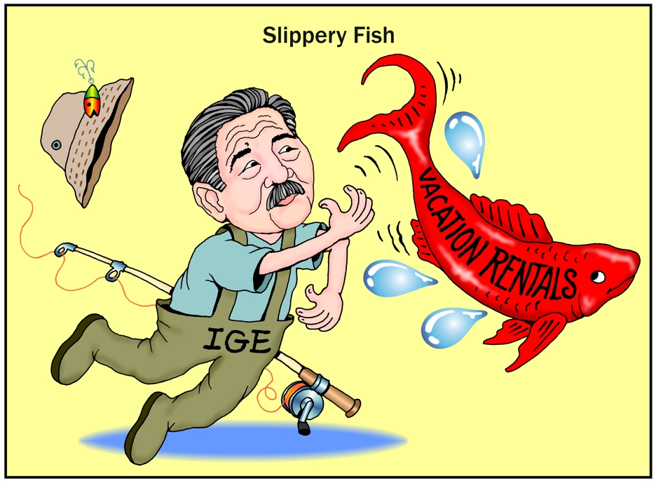 Hawaii vacation rentals cartoon, David Ige cartoon, Hawaii Governor Ige