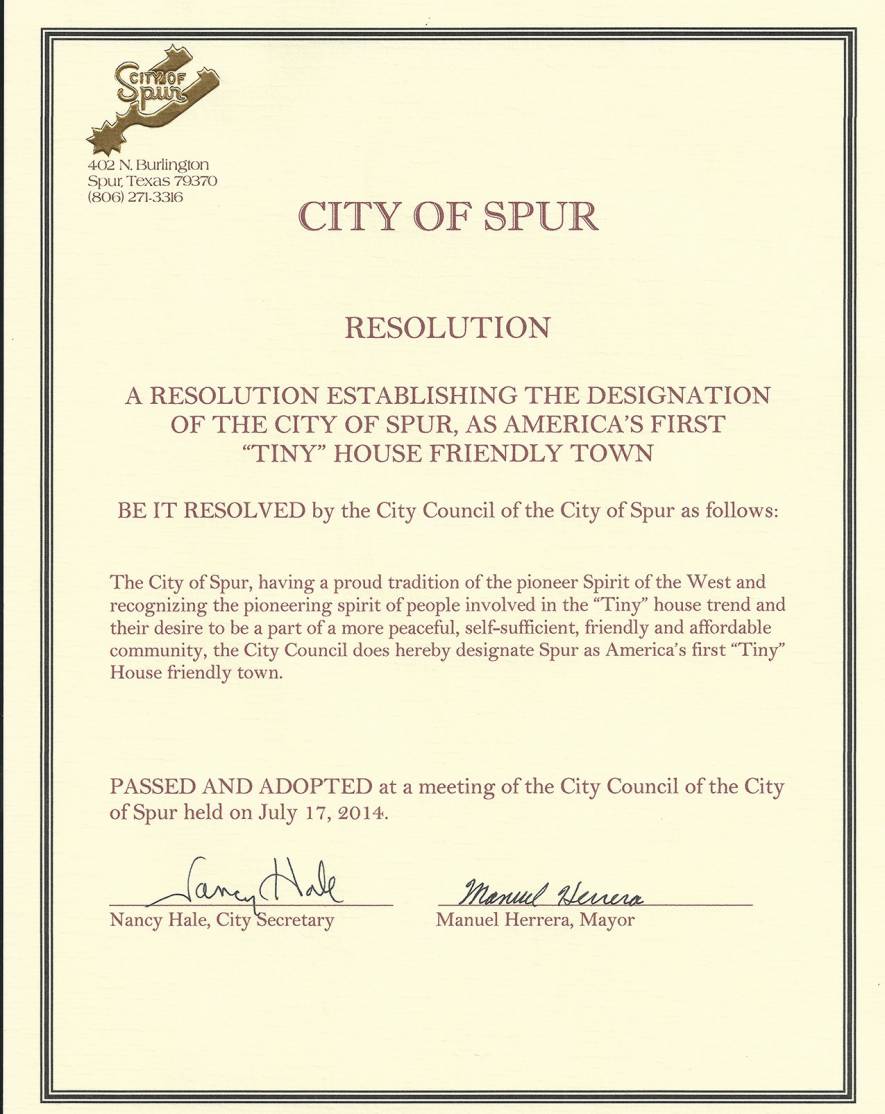 Spur, Texas Americas’ First “Tiny House” Friendly City