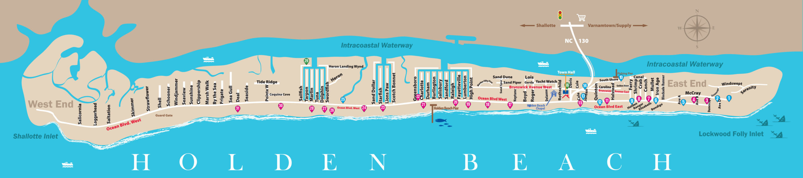 Holden Beach Island Map Property Locations PROACTIVE Vacations