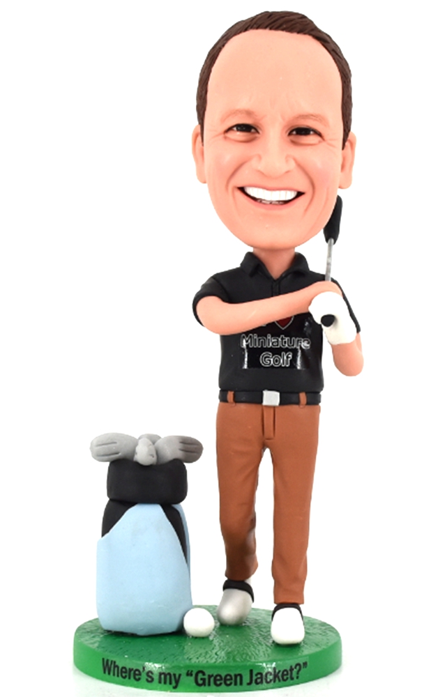 Custom bobbleheads Golfer with golf bag for boss [9436] 67.24