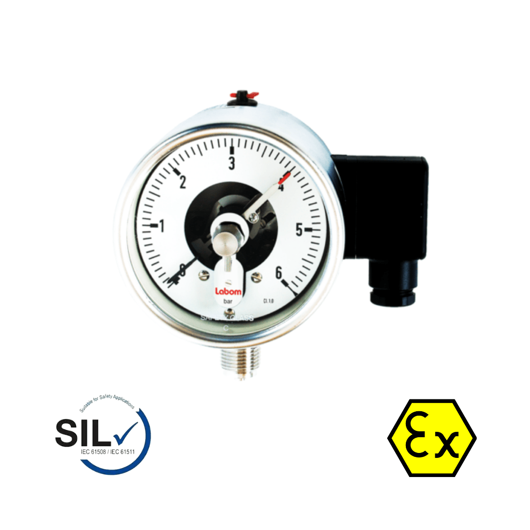 Labom Bourdon Tube Pressure Gauge With Switch Contact BE4200 Process
