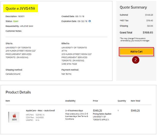 How to process a CDW eQuote Procurement Services