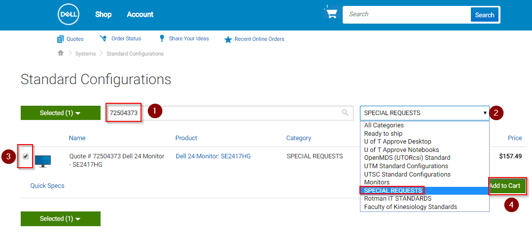 How to process a Dell eQuote and Special Request Procurement Services