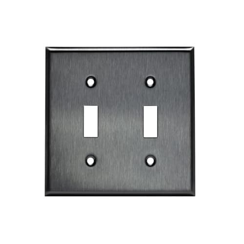 2Gang Toggle Switch Wall Plate, Stainless Steel, Standard Size