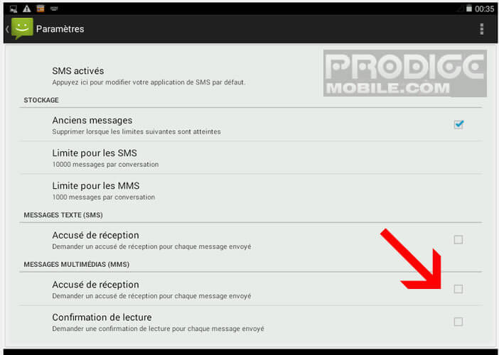 Comment recevoir les accusés de réception SMS et MMS sur