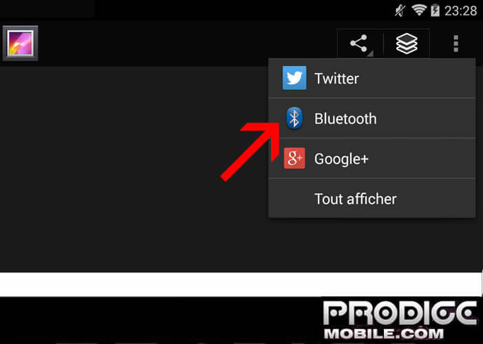 Transférer des photos via bluetooth de votre mobile