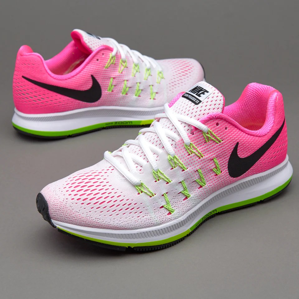 Nike Womens Air Zoom Pegasus 33 Womens Shoes White/BlackPink BlastElectric Green Pro