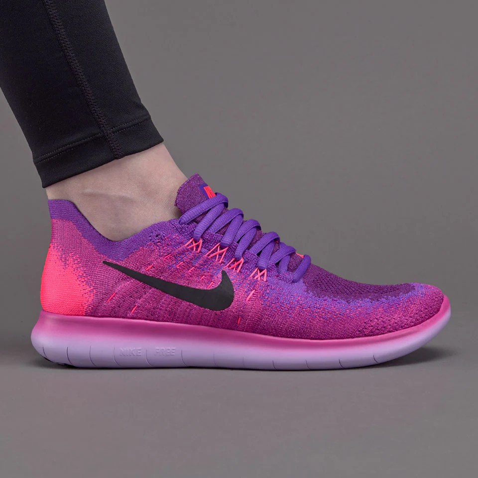 Nike Womens Free Run Flyknit 2 Fire Pink/BlackHyper GrapeRacer Pink