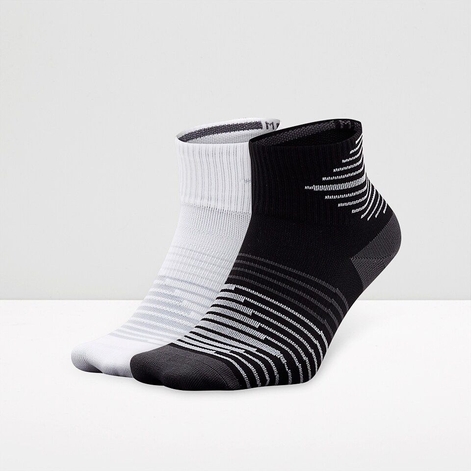 Nike Unisex Performance Lightweight Quarter Running Sock 2Pr Black