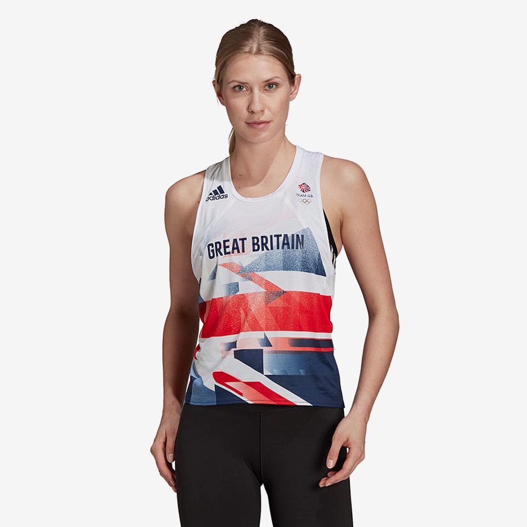 adidas Team GB Womens Singlet White/Red/Blue Womens Clothing Pro