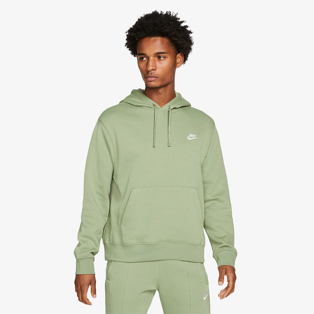 Nike Sportswear Club Fleece Hoodie Oil Green Tops Mens Clothing