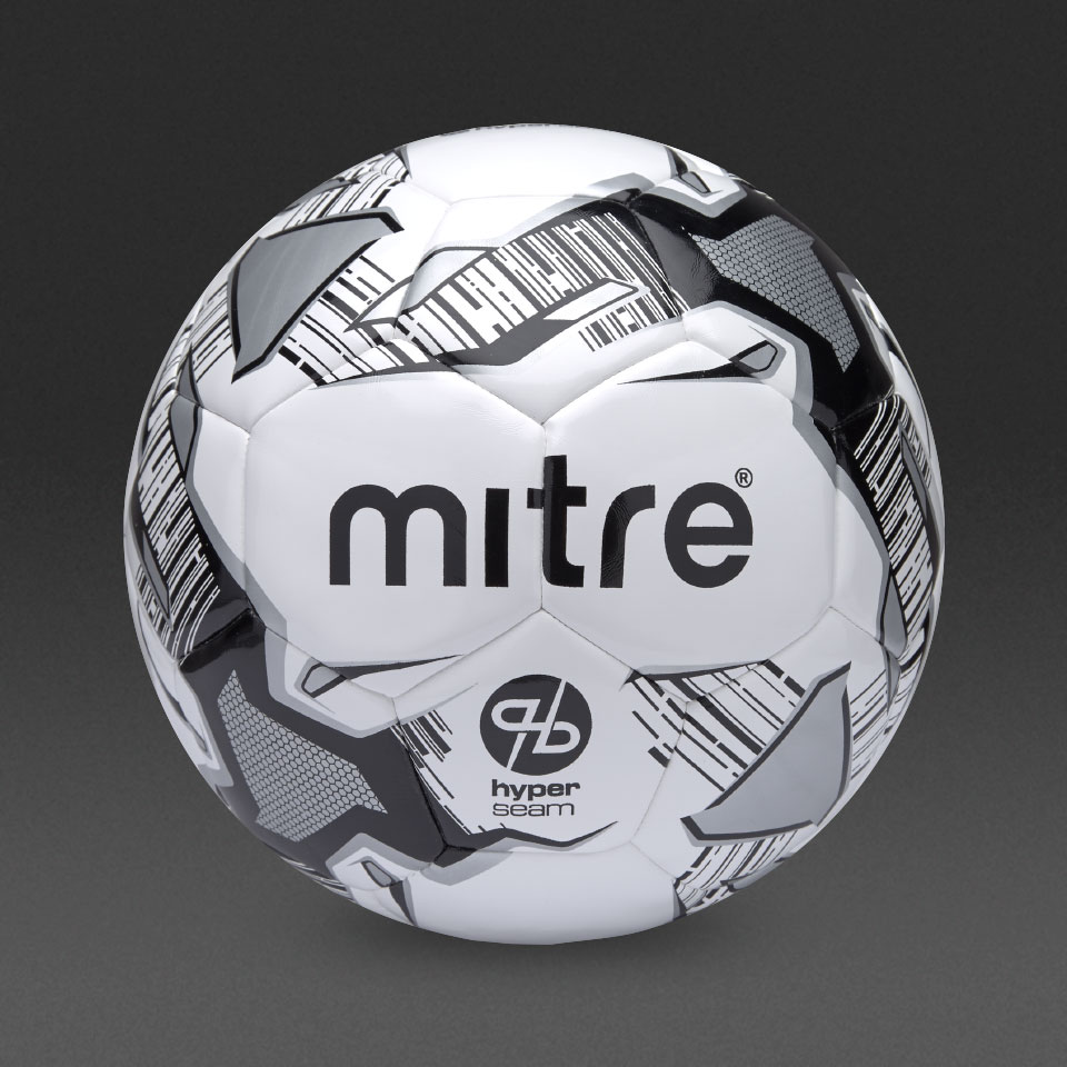 Size 4 White/Black/Silver Mitre Calcio Hyperseam Soccer Ball