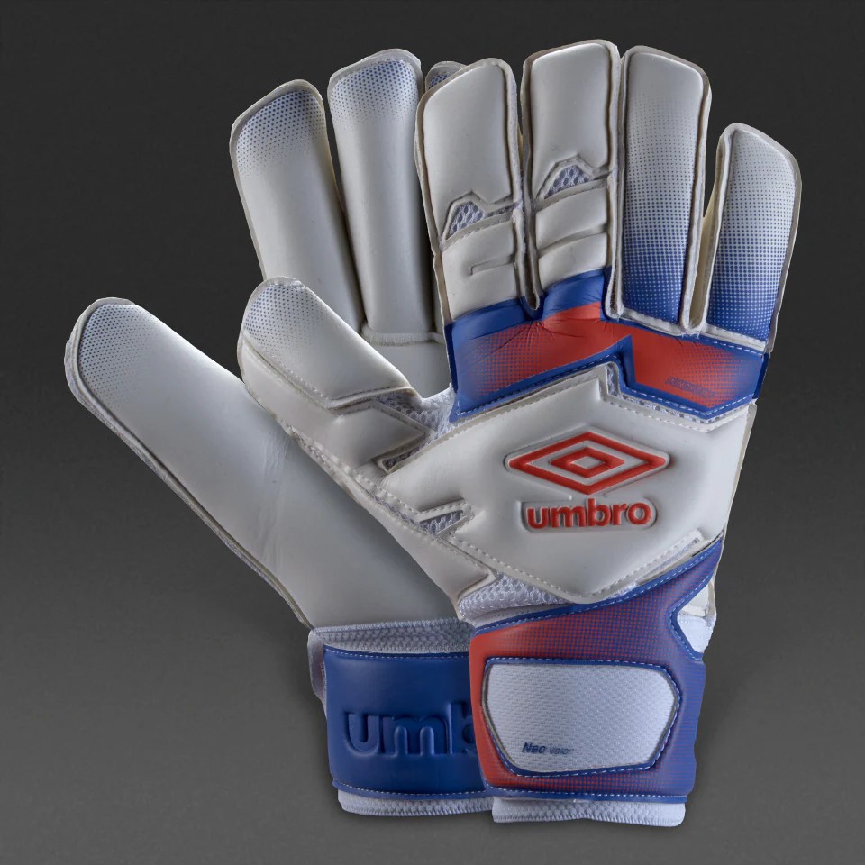 Umbro Neo Valor Glove Mens GK Gloves White/Fiery Coral/Dazzling Blue ProDirect Soccer