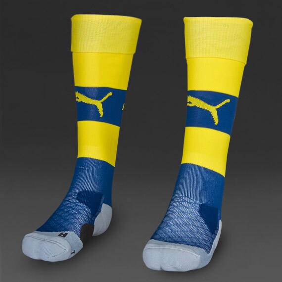Junior Football Socks Puma Arsenal 14/15 Hooped Socks Boys Replica Clothing Estate Blue