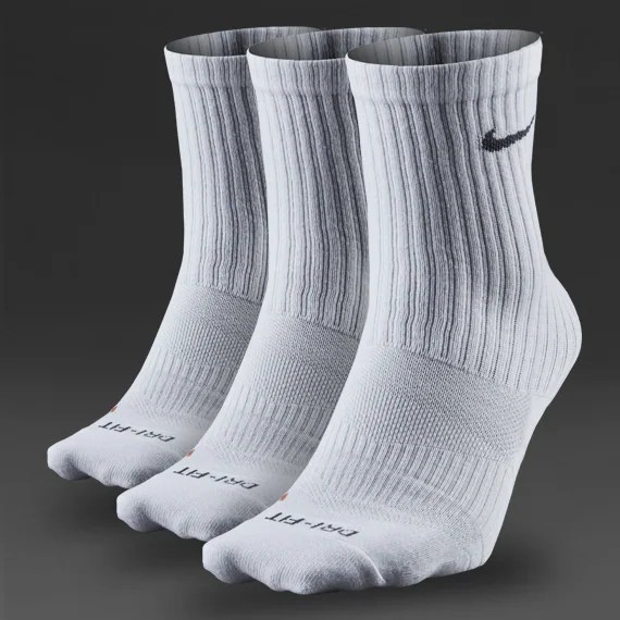 Mens Clothing Nike 3 Pk Drifit Lightweight Crew Socks White/Flint