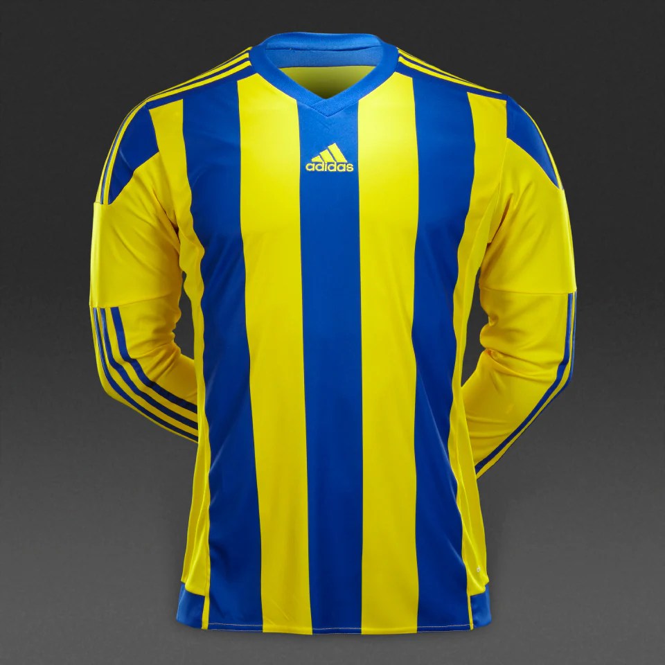 Mens Football Teamwear adidas Striped 15 Long Sleeve Jersey Yellow