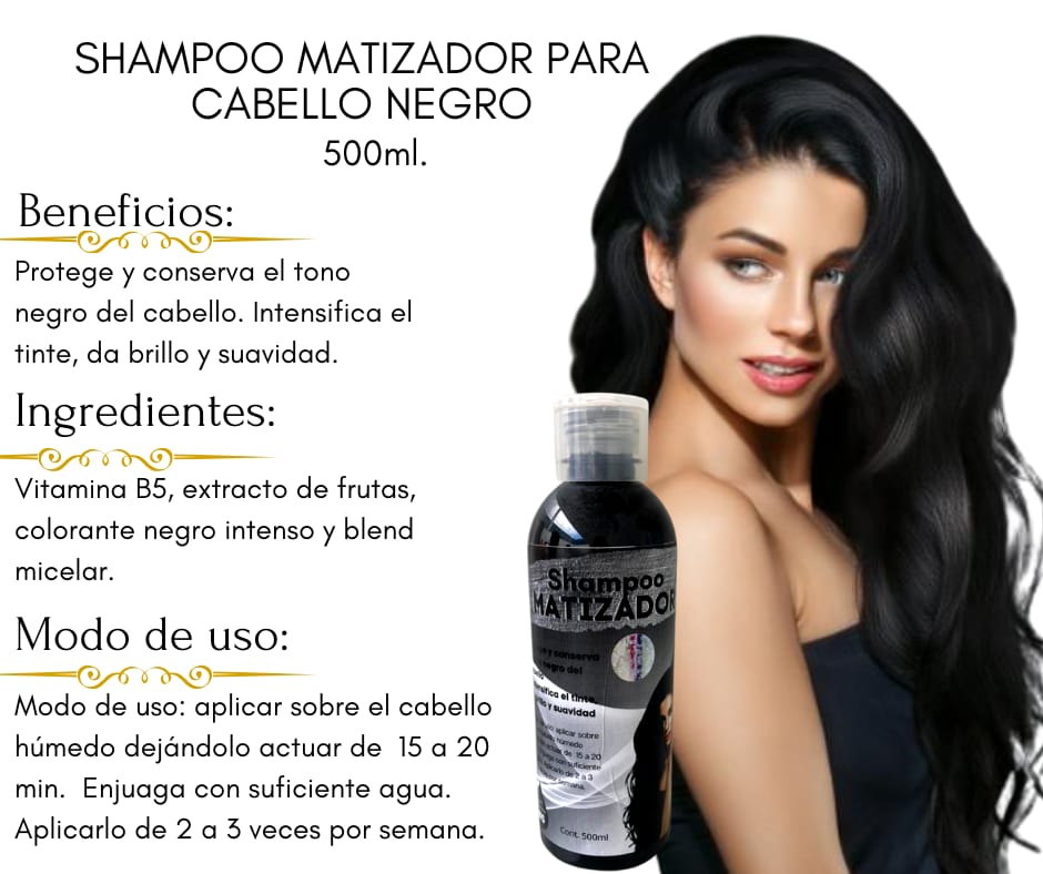 SHAMPOO MATIZADOR PARA CABELLO NEGRO 500ml Productos DVITA