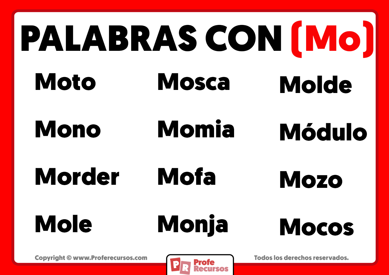 Palabras con Mo Ejemplos de Palabras con Mo