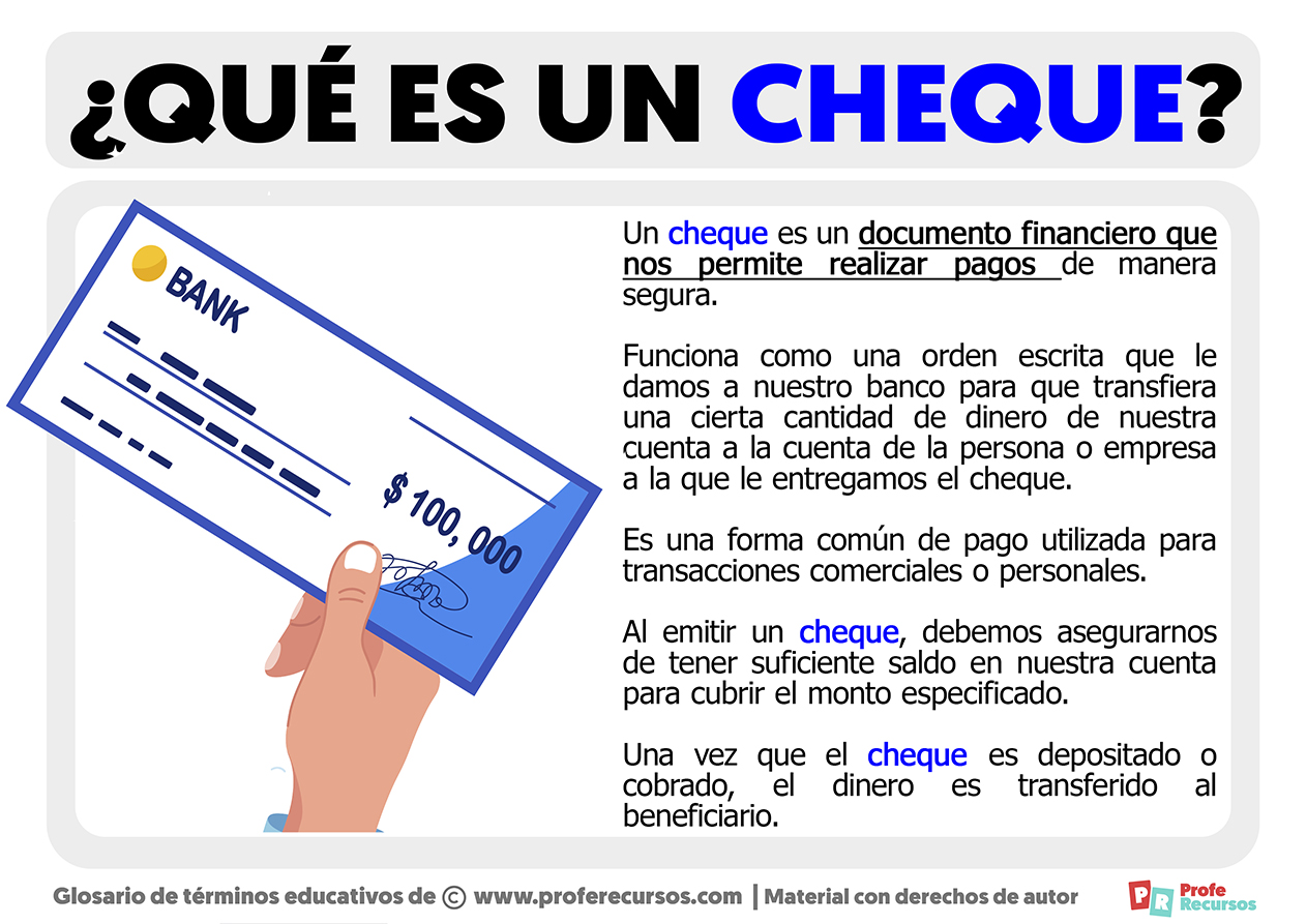 Qué es un Cheque Definición de Cheque