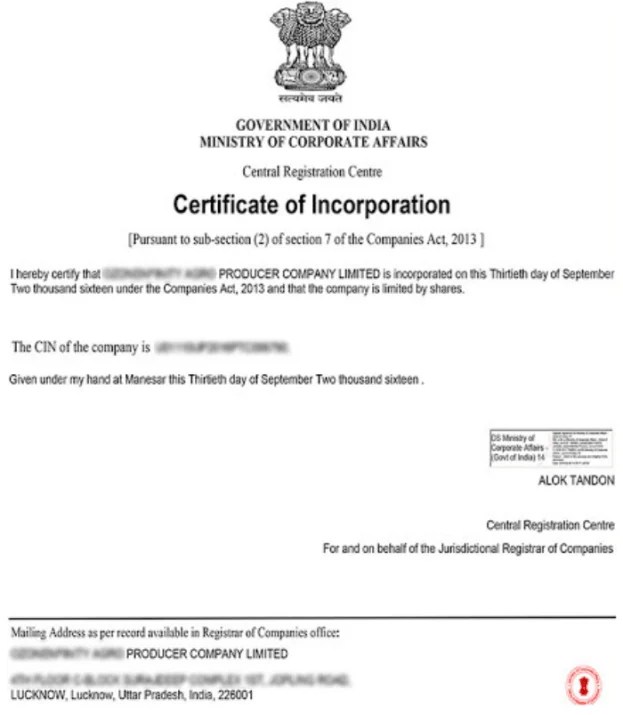 Producer Company Registration FPO Registration Fees, Process