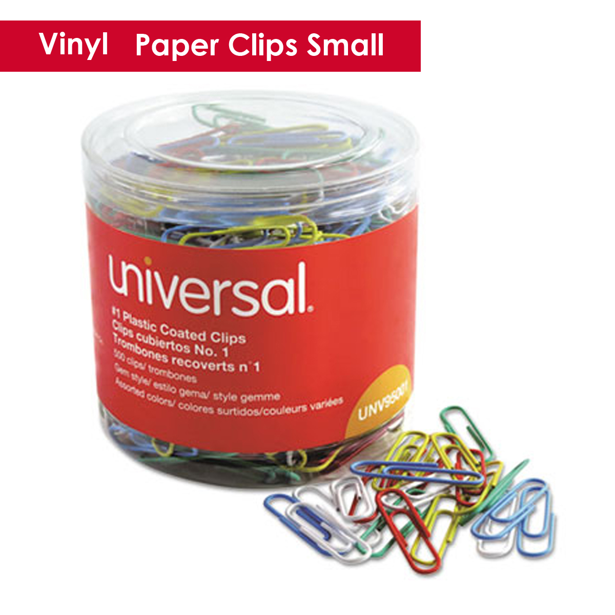 UNIVERSAL VINYL PAPER CLIPS 1 500/PACK ASST. COLORS PR Office Solutions