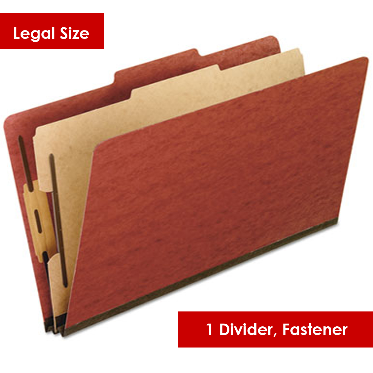 Pendaflex, BOX 20, Classification Folder, Standard, 1 Divider, Bonded Fasteners, 2/5 Tab, Legal