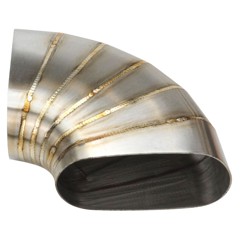 Pie Cut Welded Oval Tube Horizontal 304 Stainless Steel, 4.0 in. 90 deg